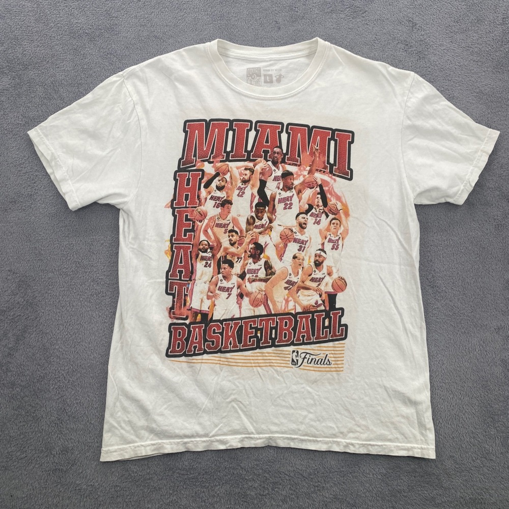 Miami Heat T-Shirt Mens Large White 2023 NBA Finals Court Culture Graphic Tee